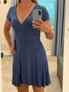 Rolla Coster Navy Blue Short Sleeve Wrap Dress